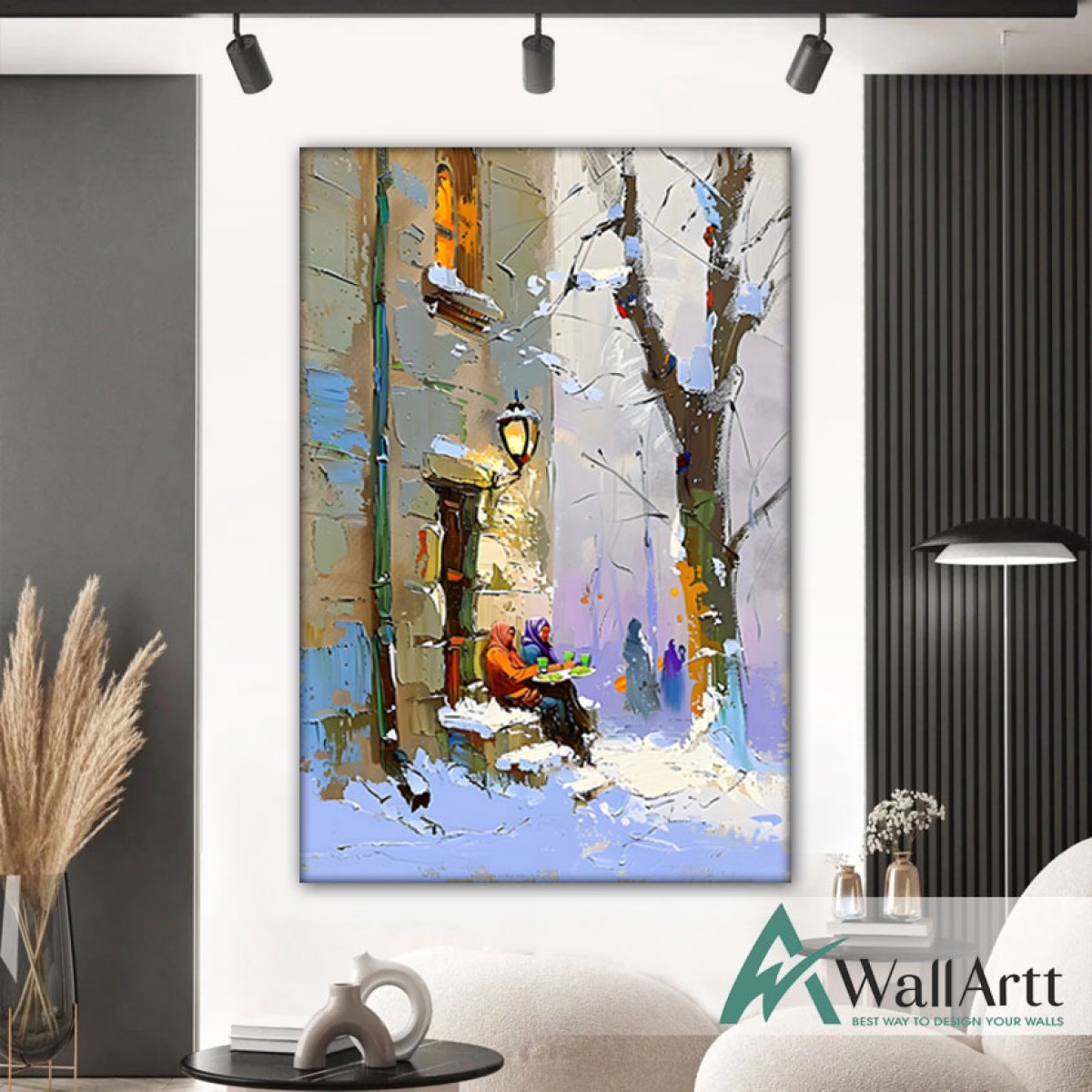 Winter Feast 3d Heavy Textured Partial Oil Painting - Wall Art